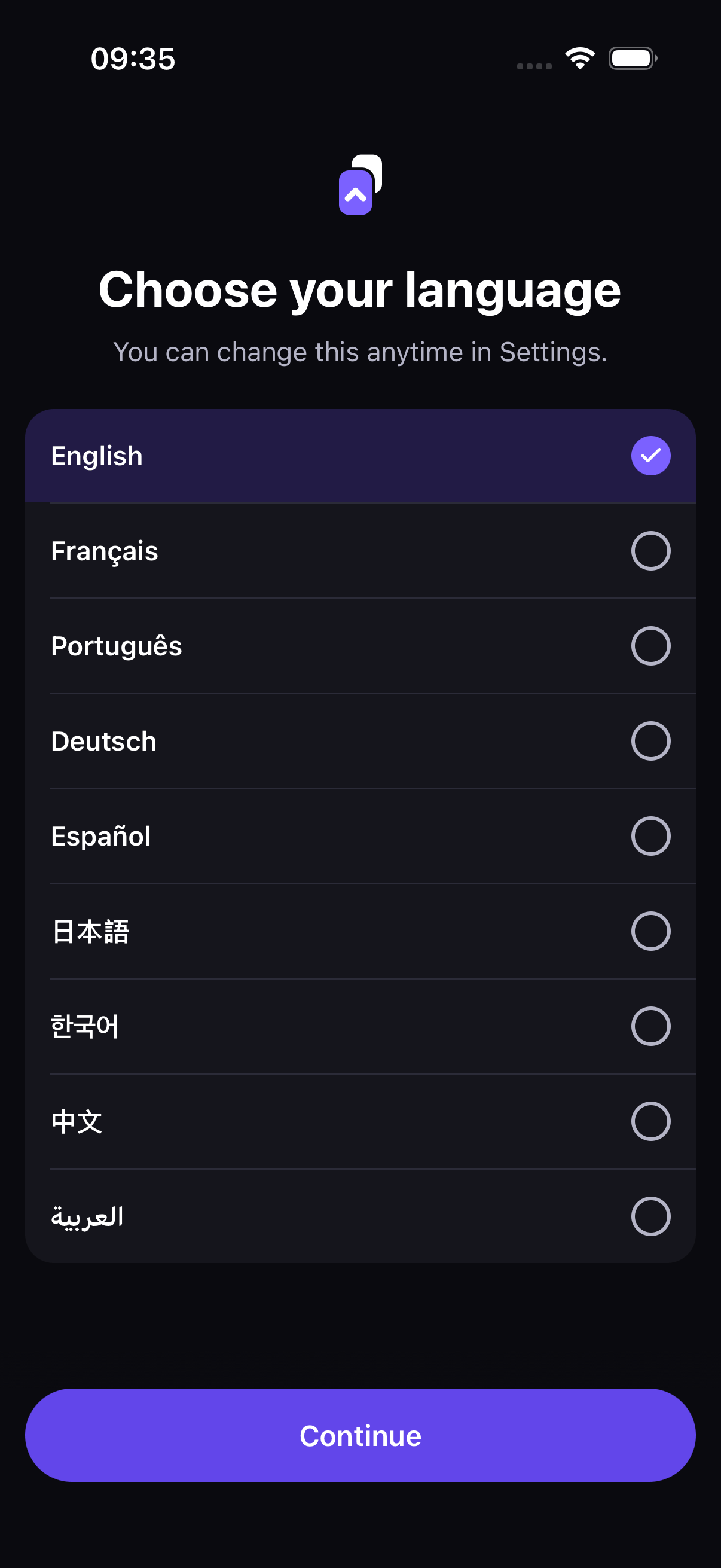 Screenshot der SwipelyNews-App (englische Oberfläche)